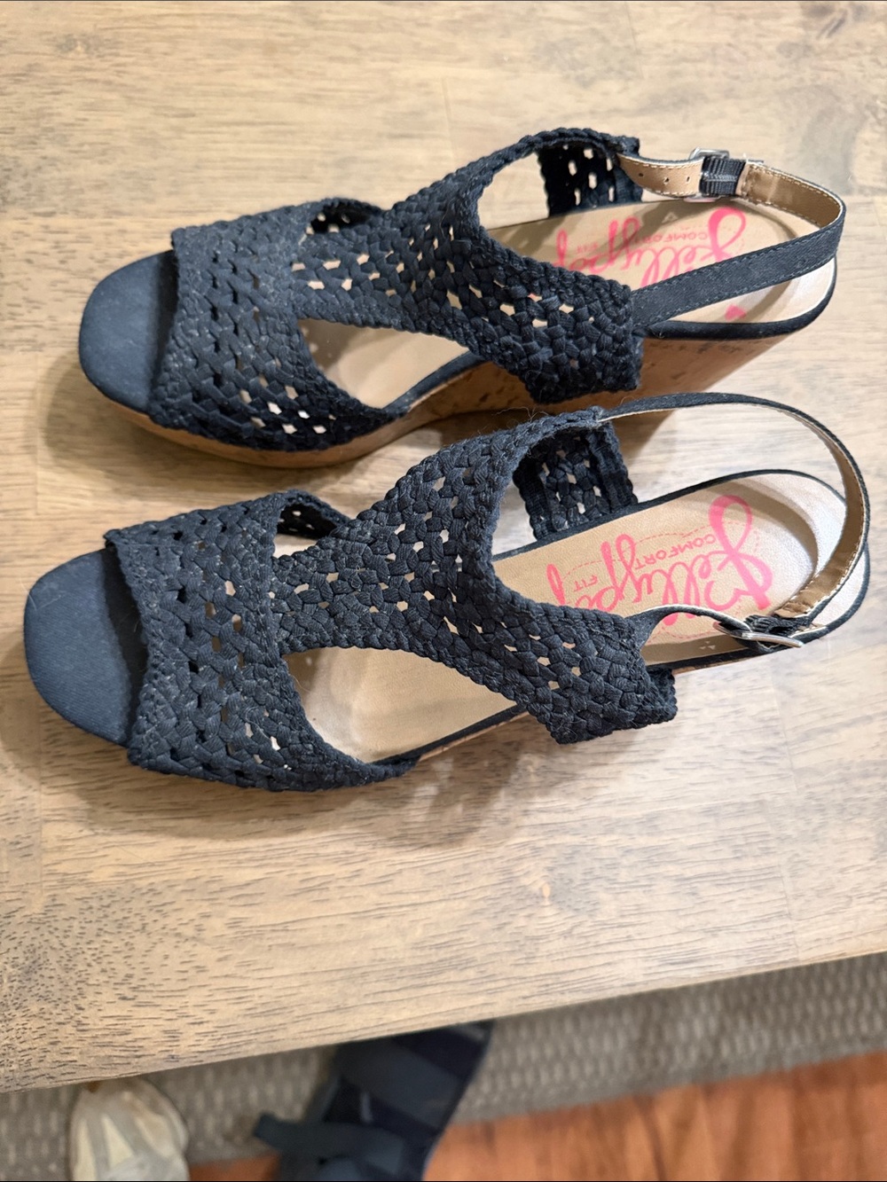 Jellypop Black Woven Slingback Sandals